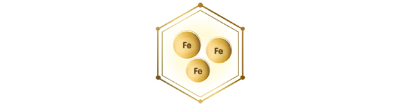 Símbolo del elemento hierro (Fe).