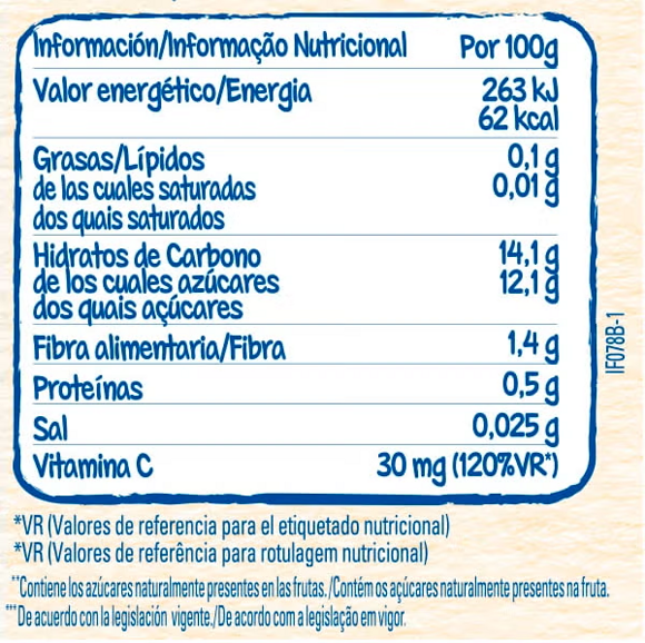 Puré Nestlé tarrina manzana platano | Ingredientes