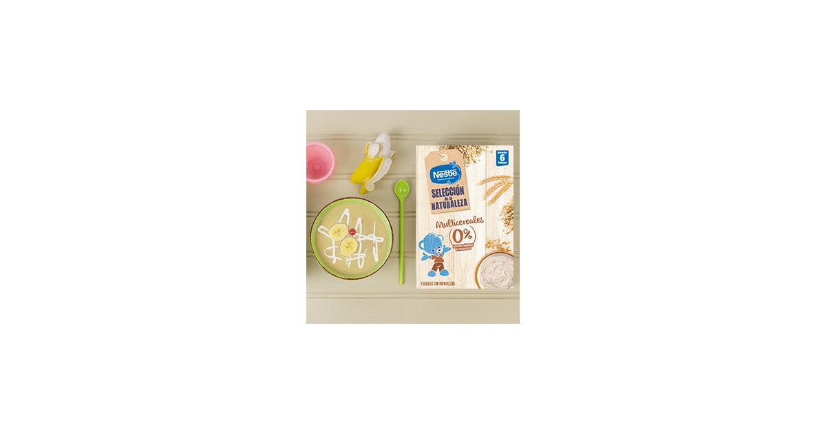 Postre de cereales con manzana y plátano