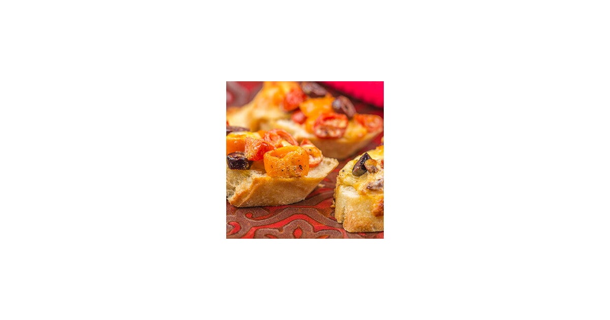 Mini tomate y aceitunas al gratén